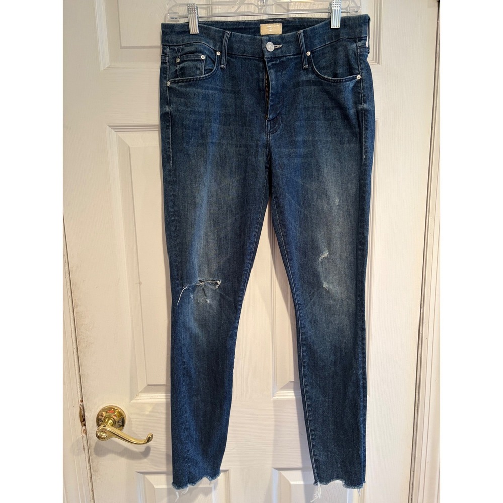 Mother Looker Ankle Chew Jeans Breaking The Law Distressed Skinny 29